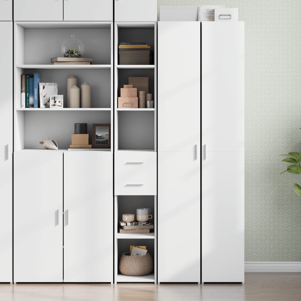 reol 30x42,5x185 cm konstrueret træ hvid