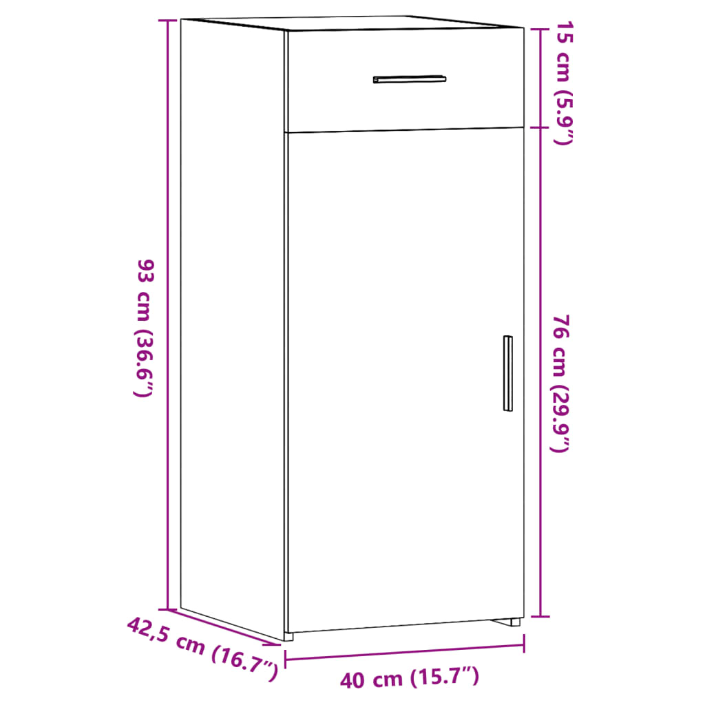 skab 40x42,5x93 cm konstrueret træ sonoma-eg