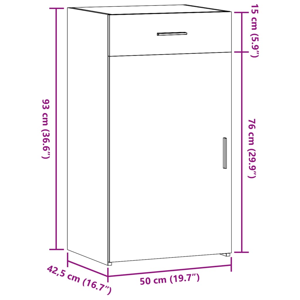 skab 50x42,5x93 cm konstrueret træ hvid