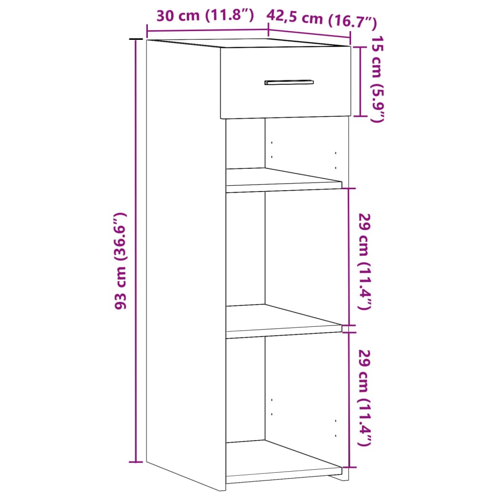 reol 30x42,5x93 cm konstrueret træ sonoma-eg