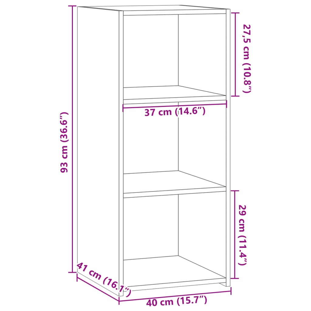 reol 40x41x93 cm konstrueret træ sonoma-eg