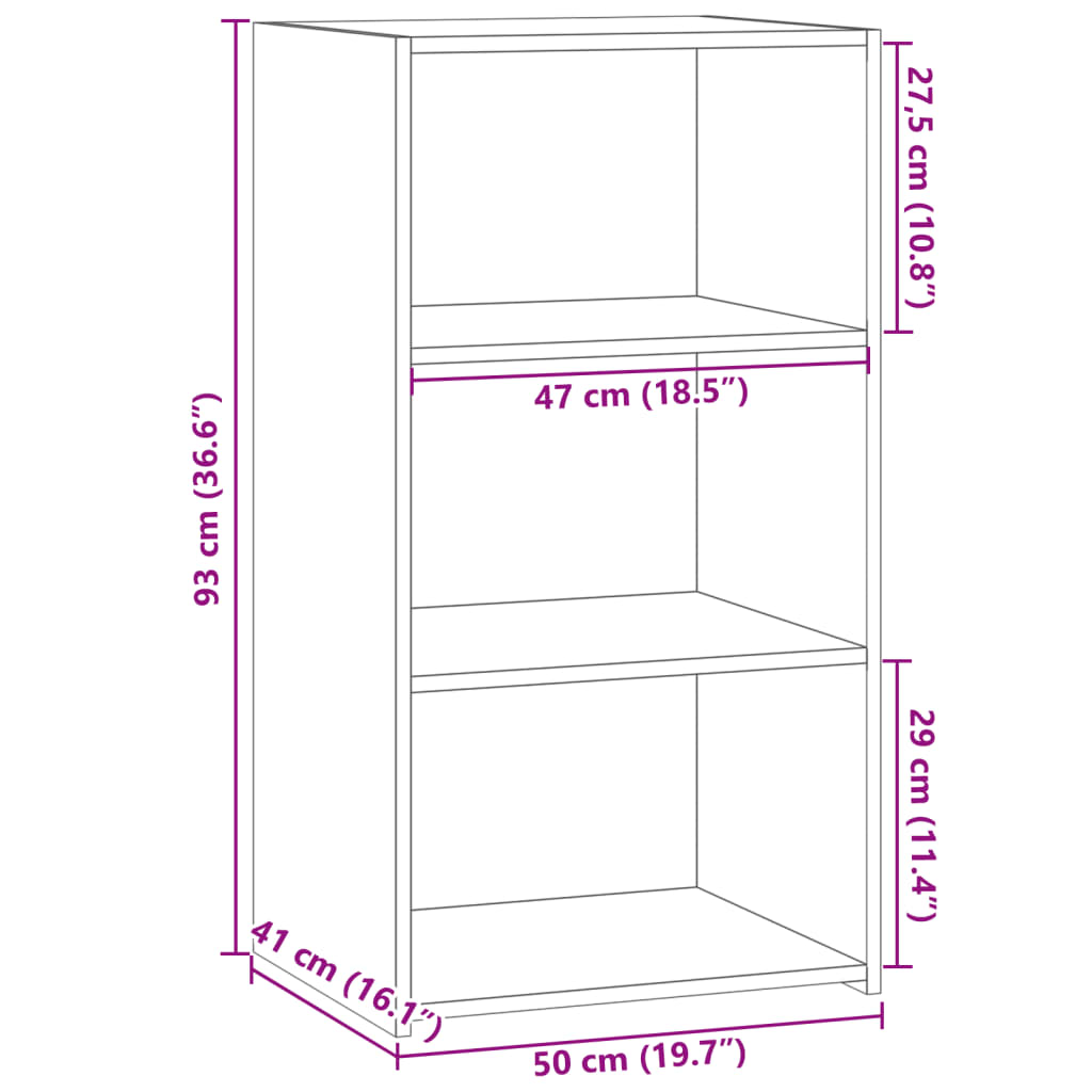 reol 50x41x93 cm konstrueret træ sonoma-eg