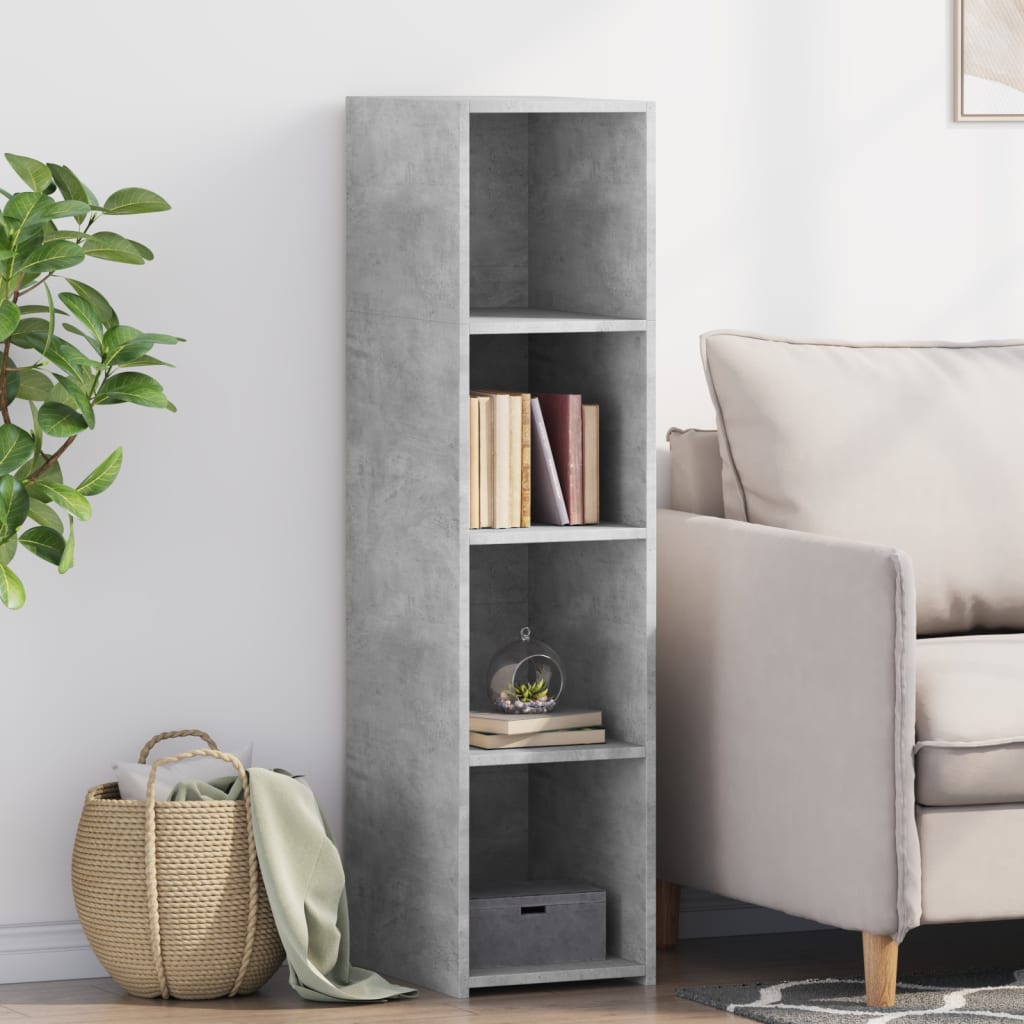 reol 30x41x124 cm konstrueret træ betongrå