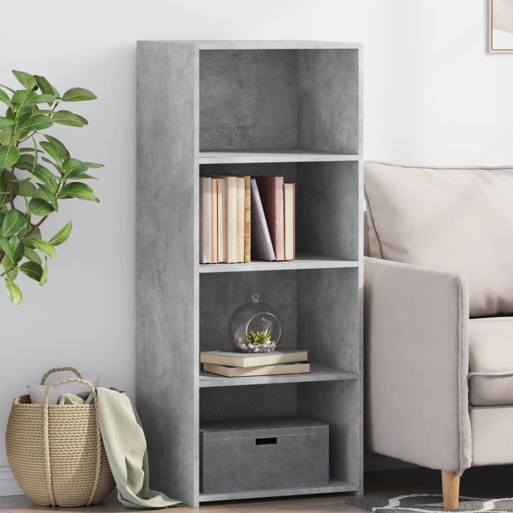 reol 50x41x124 cm konstrueret træ betongrå
