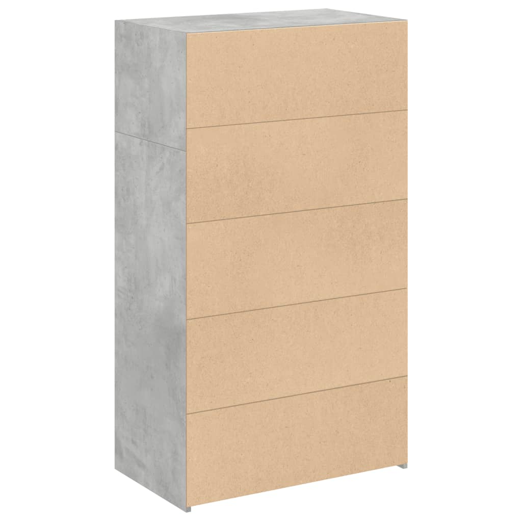 reol 70x41x124 cm konstrueret træ betongrå