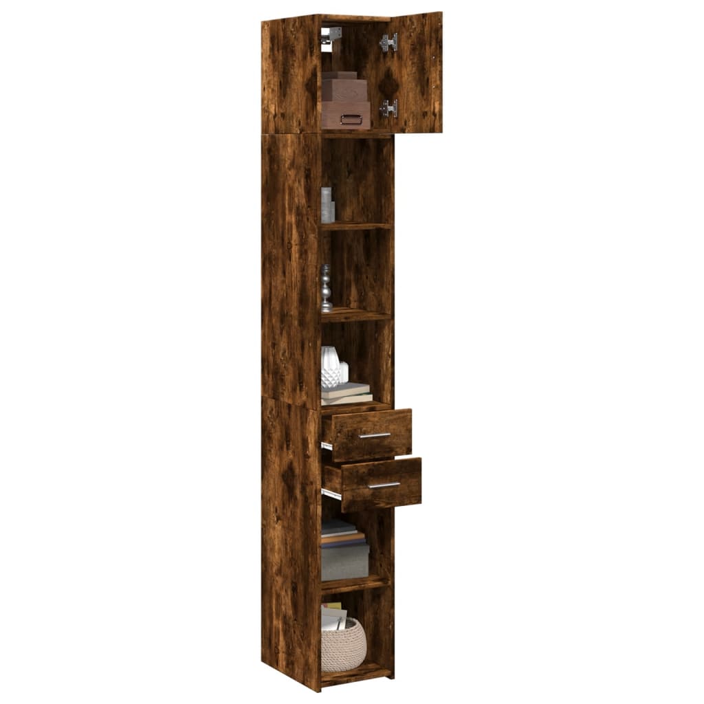 skab 30x42,5x225 cm smalt konstrueret træ røget egetræsfarve