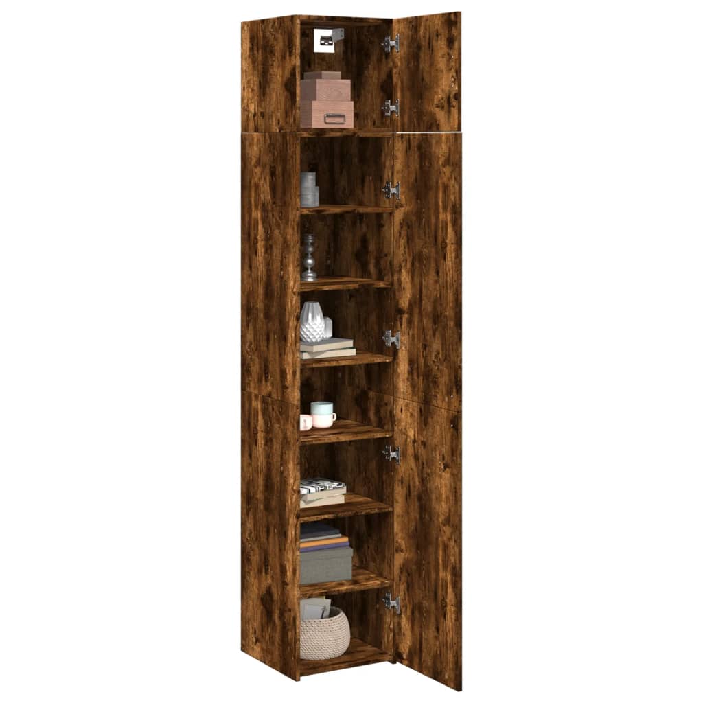skab 40x42,5x225 cm smalt konstrueret træ røget egetræsfarve