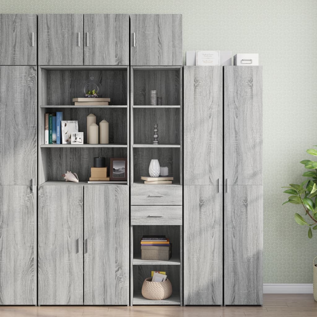 skab 40x42,5x225 cm smalt konstrueret træ grå sonoma-eg