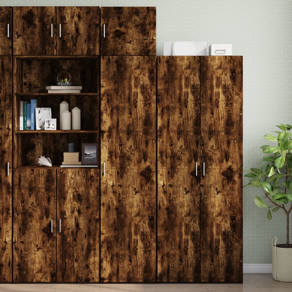 skab 45x42,5x225 cm smalt konstrueret træ røget egetræsfarve