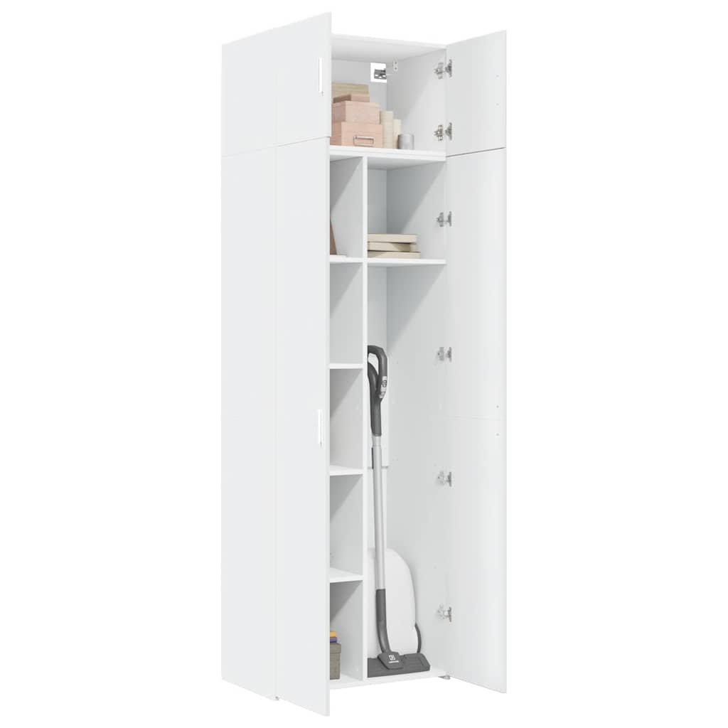opbevaringsskab 70x42,5x225 cm konstrueret træ hvid