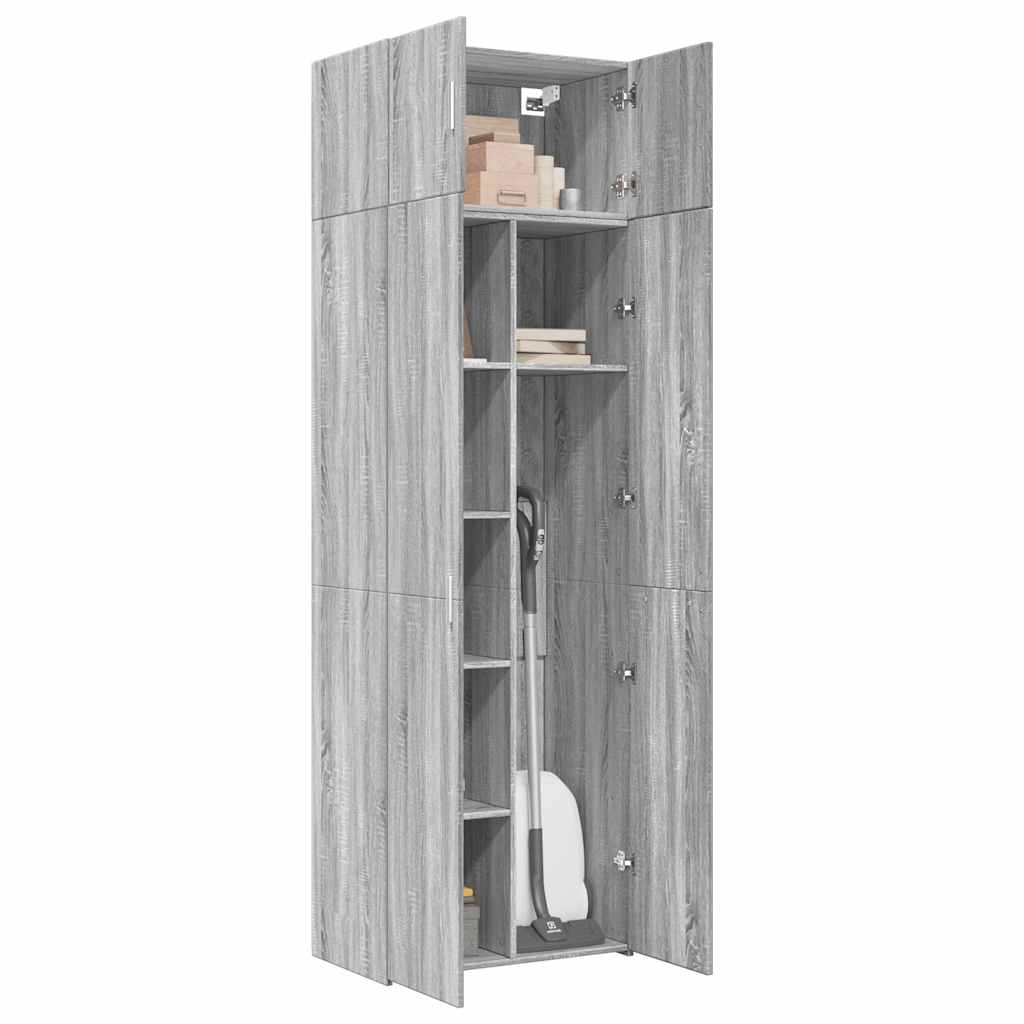 skab 70x42,5x225 cm konstrueret træ grå sonoma-eg