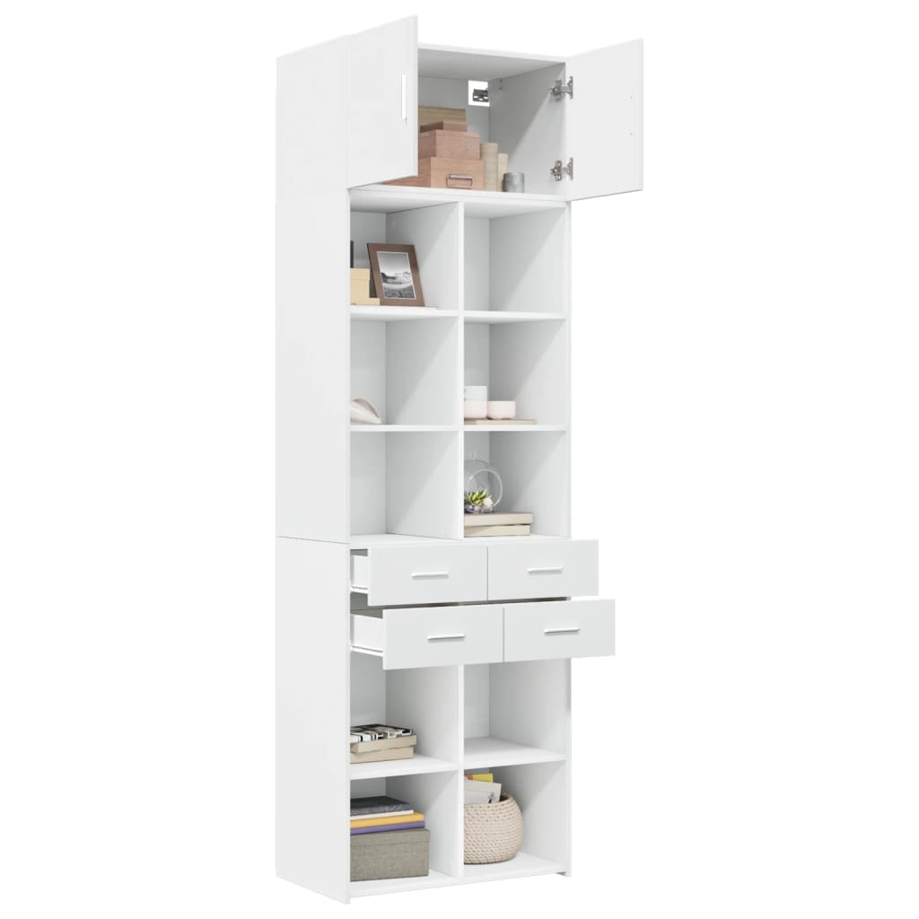 opbevaringsskab 70x42,5x225 cm konstrueret træ hvid