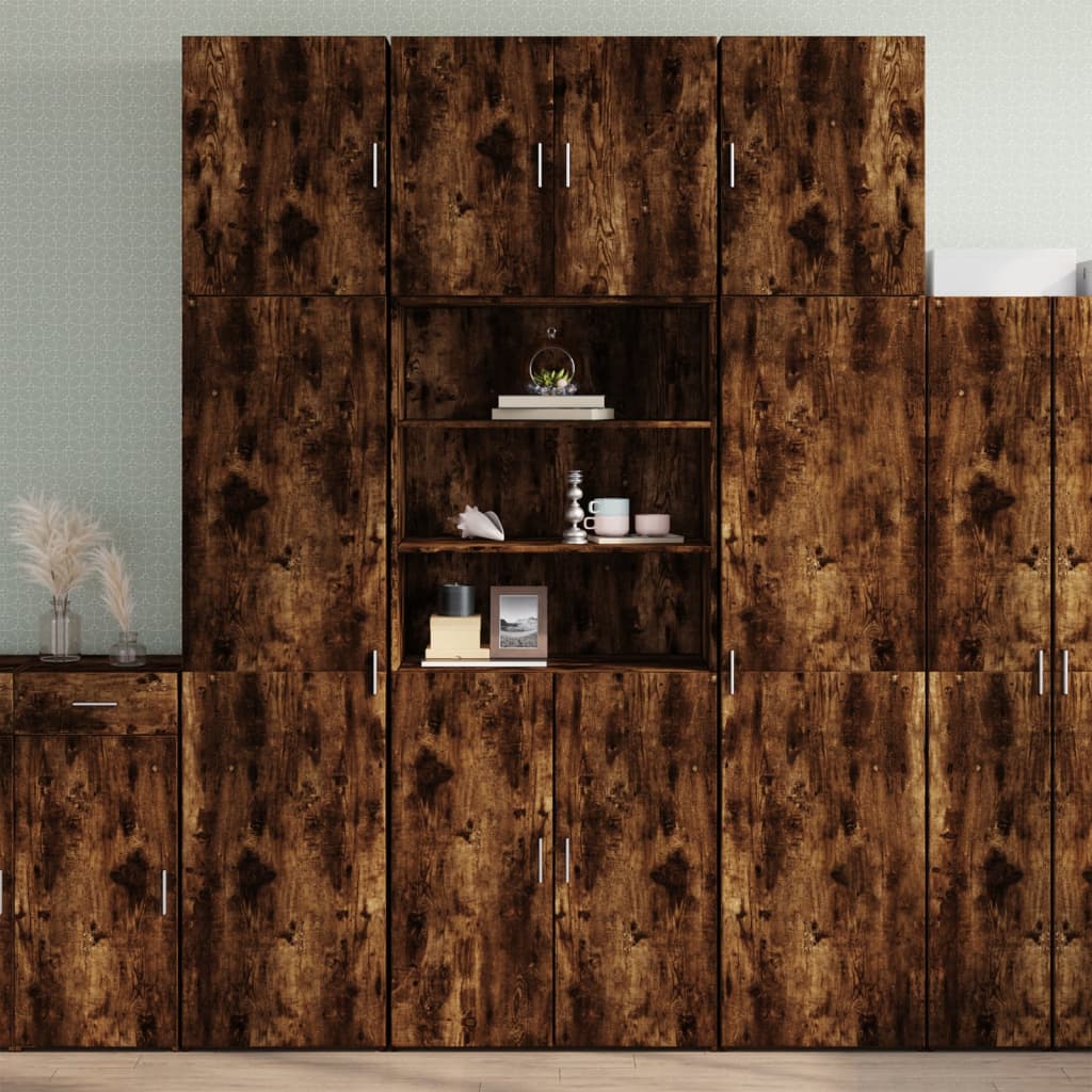 skab 80x42,5x249 cm konstrueret træ røget egetræsfarve