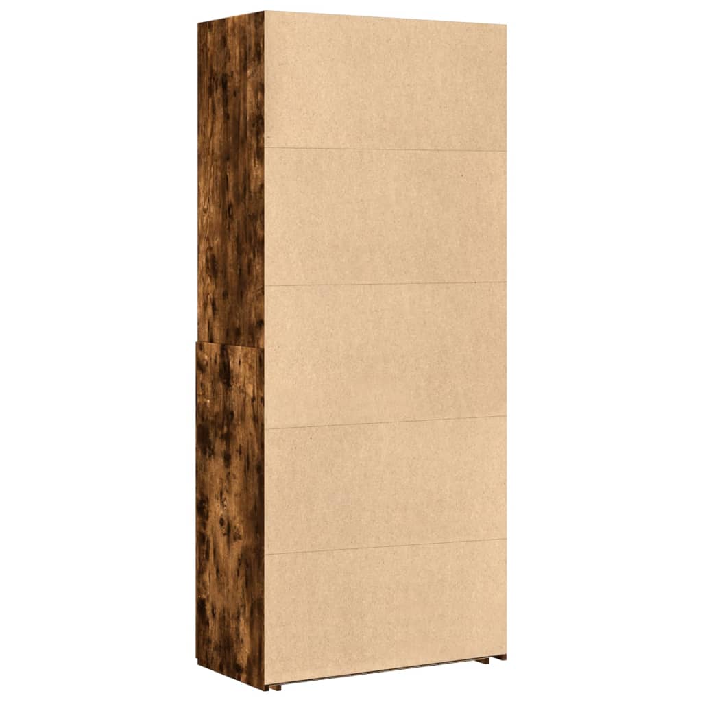 skab 80x42,5x185 cm konstrueret træ røget egetræsfarve
