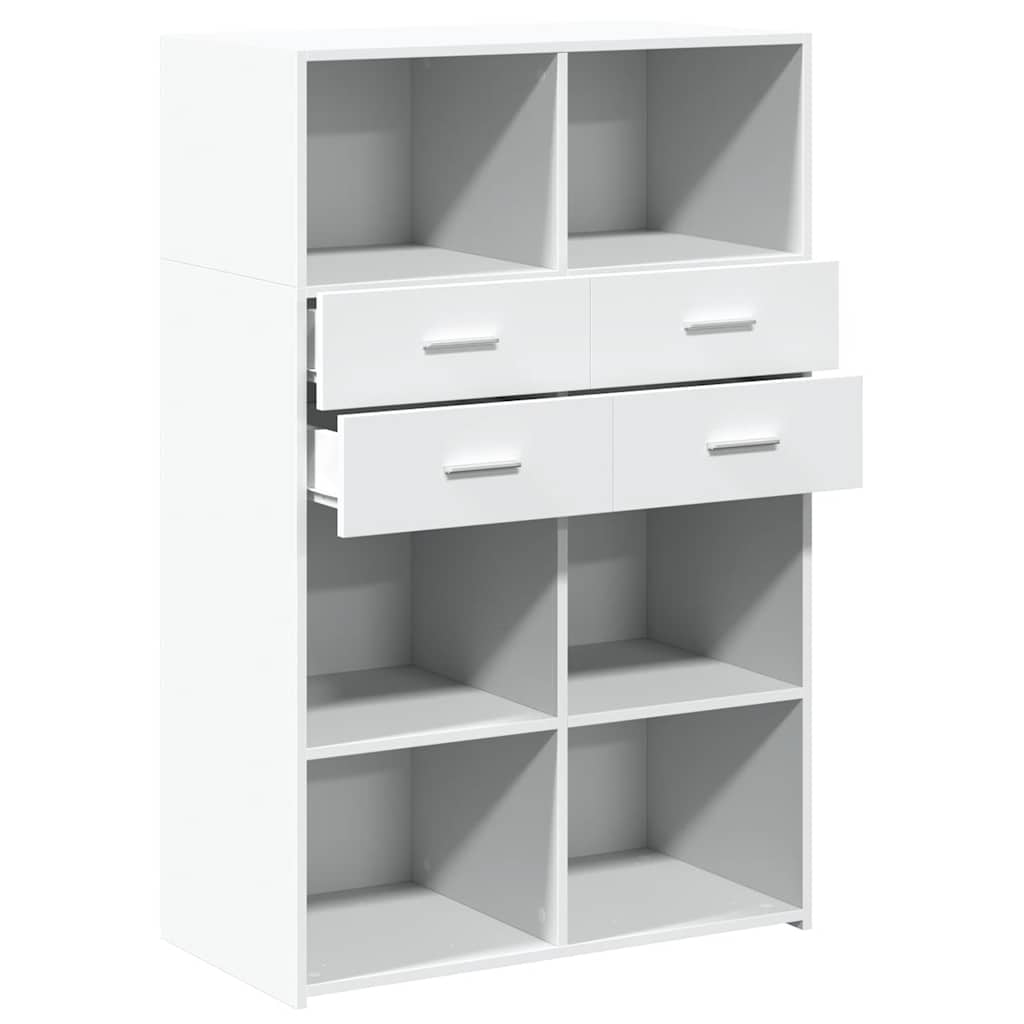 reol 80x42,5x124 cm konstrueret træ hvid