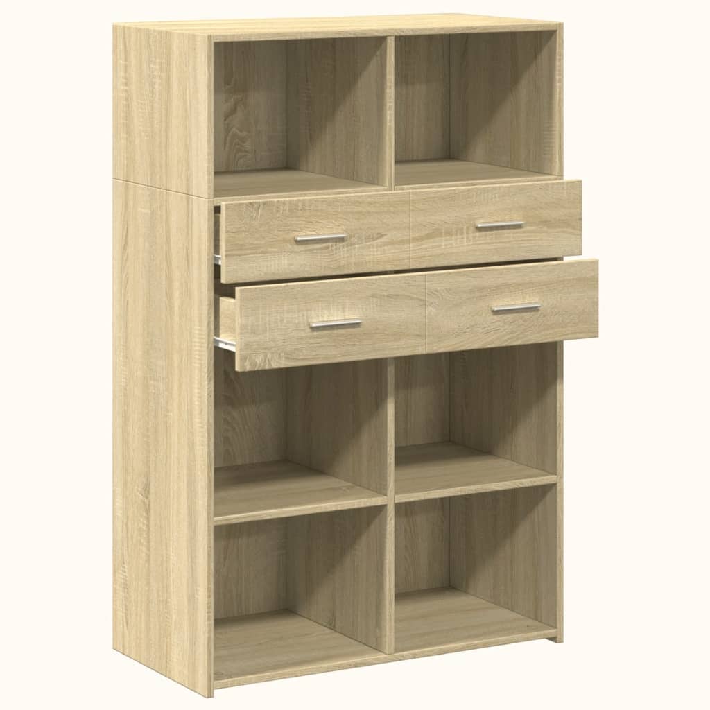 reol 80x42,5x124 cm konstrueret træ sonoma-eg