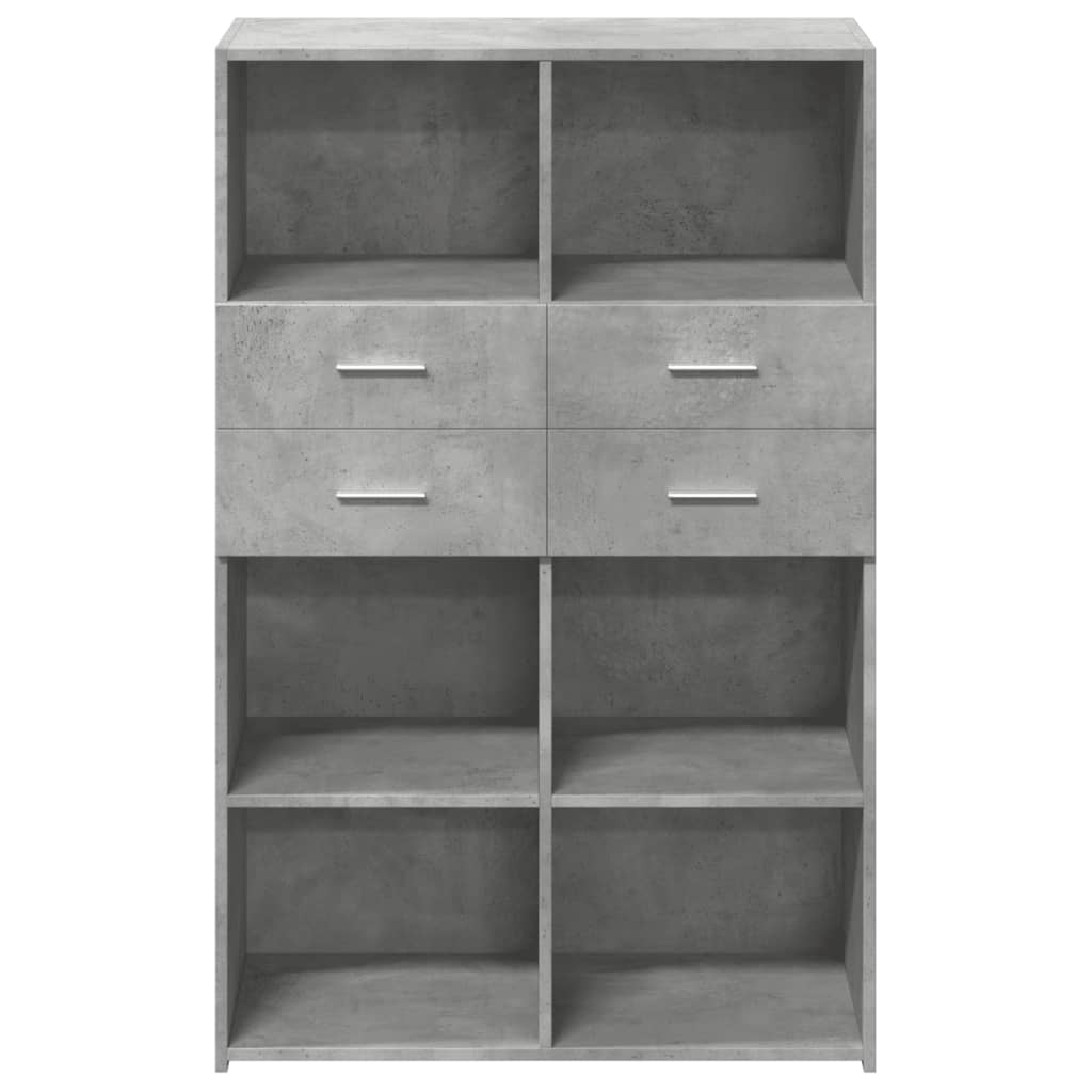 reol 80x42,5x124 cm konstrueret træ betongrå