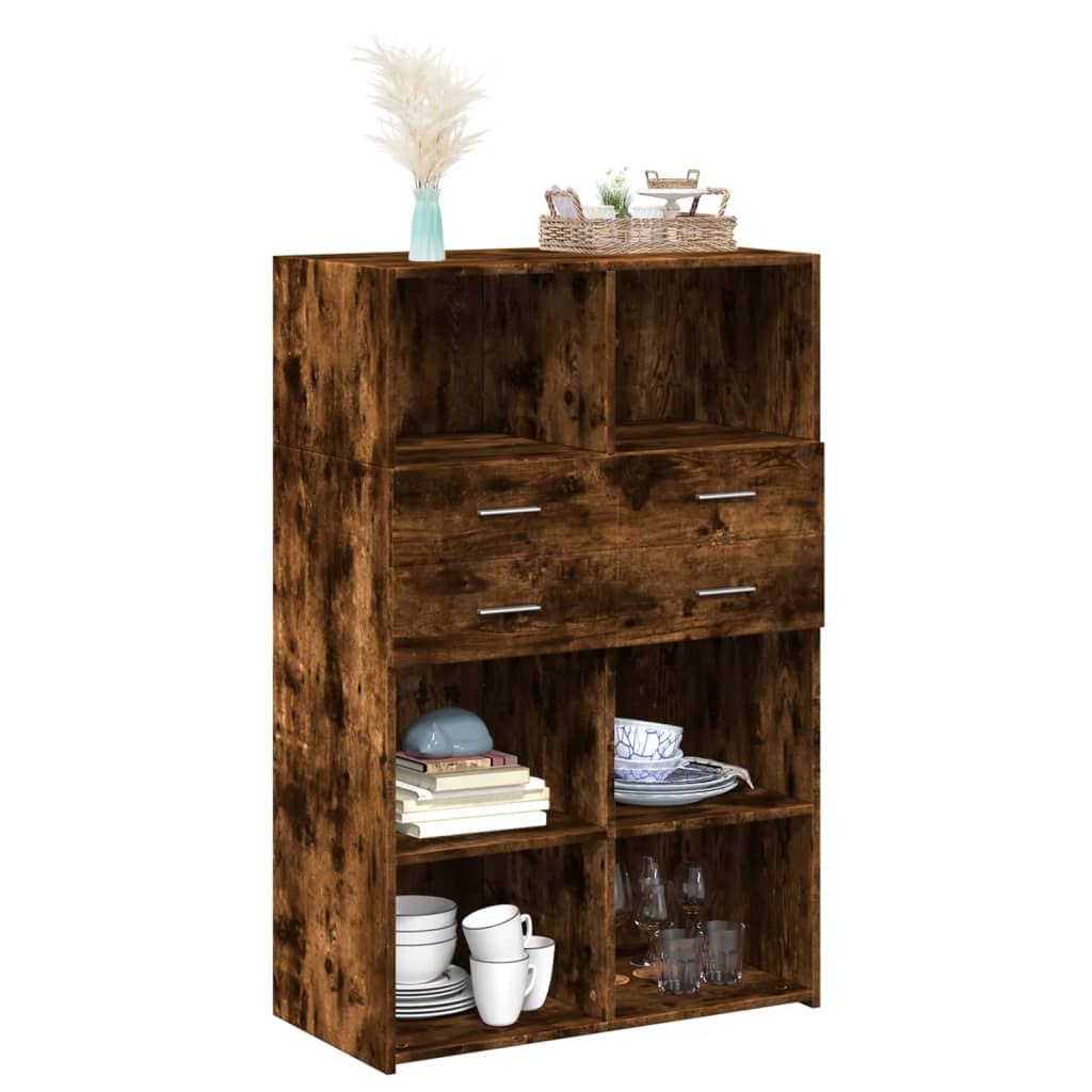 reol 80x42,5x124 cm konstrueret træ røget egetræsfarve