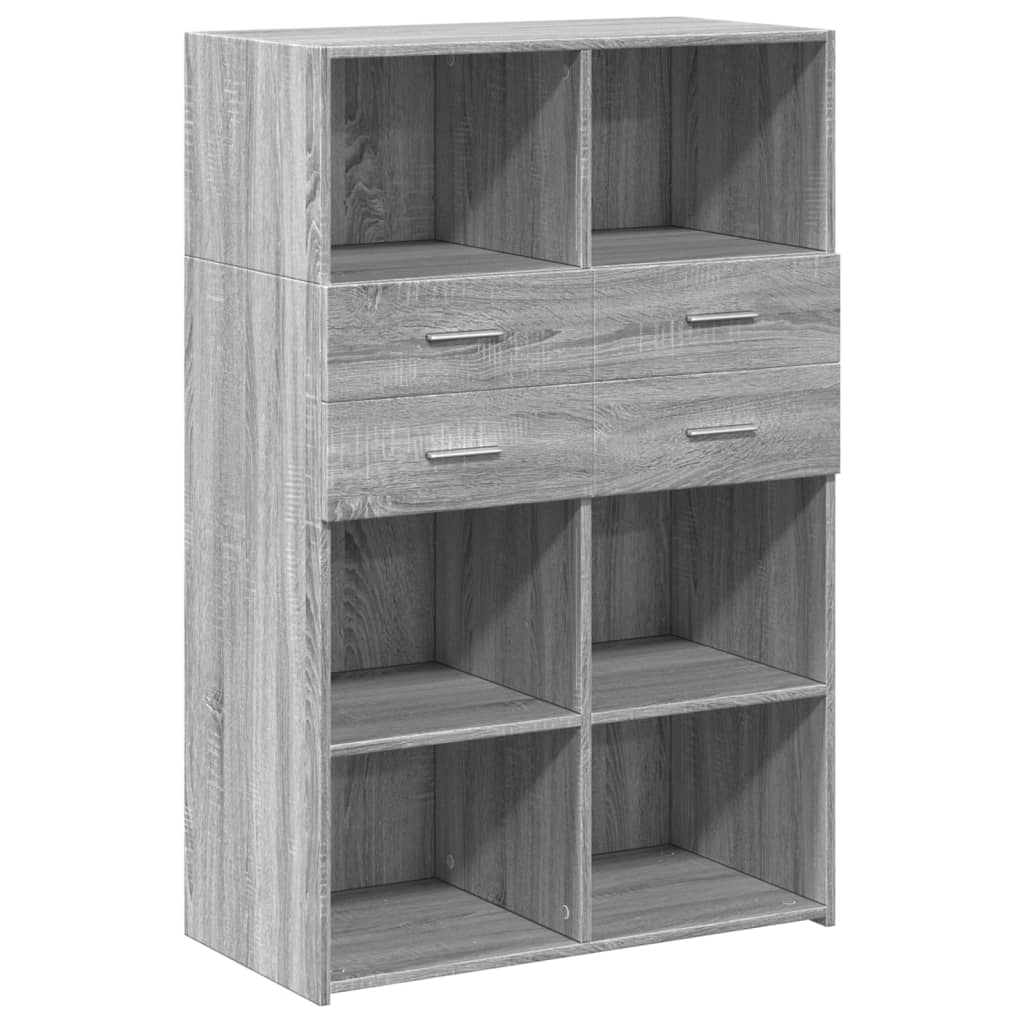 reol 80x42,5x124 cm konstrueret træ grå sonoma-eg