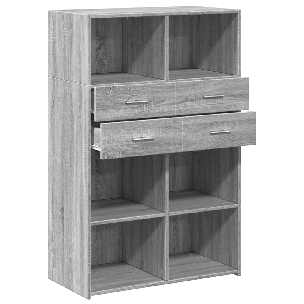 reol 80x42,5x124 cm konstrueret træ grå sonoma-eg