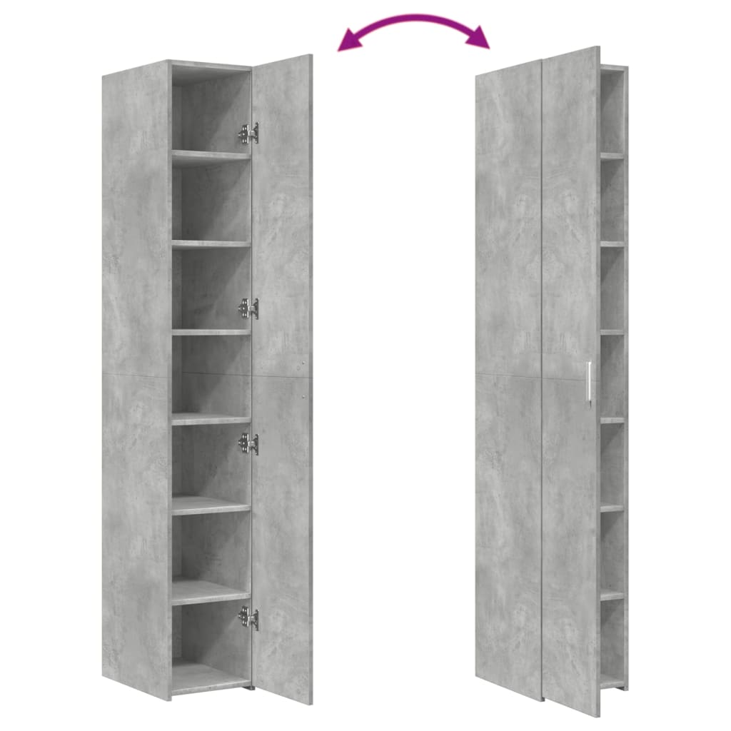 reol 30x42,5x185 cm konstrueret træ betongrå