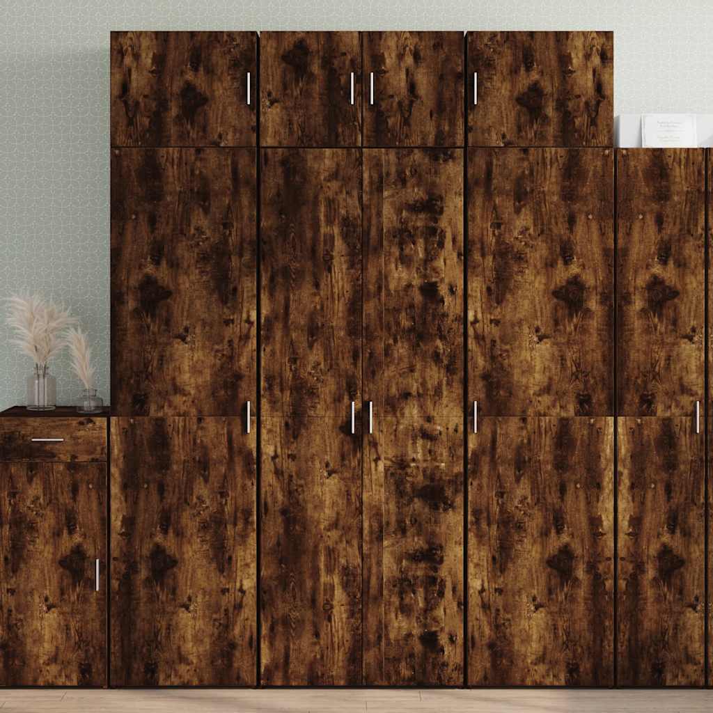 skab 70x42,5x185 cm konstrueret træ røget egetræsfarve