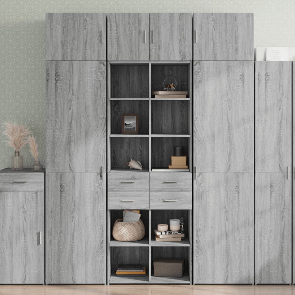 skab 70x42,5x185 cm konstrueret træ grå sonoma-eg
