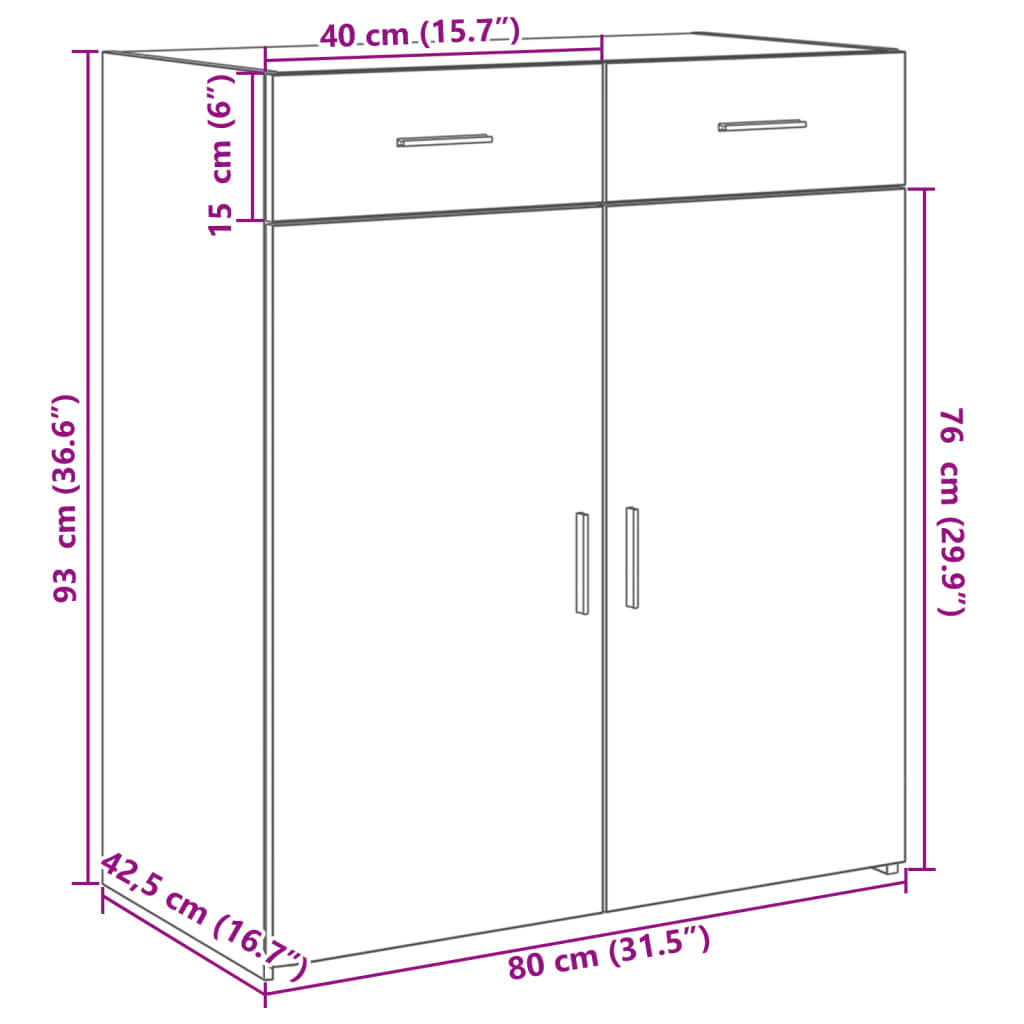skænk 80x42,5x93 cm konstrueret træ betongrå