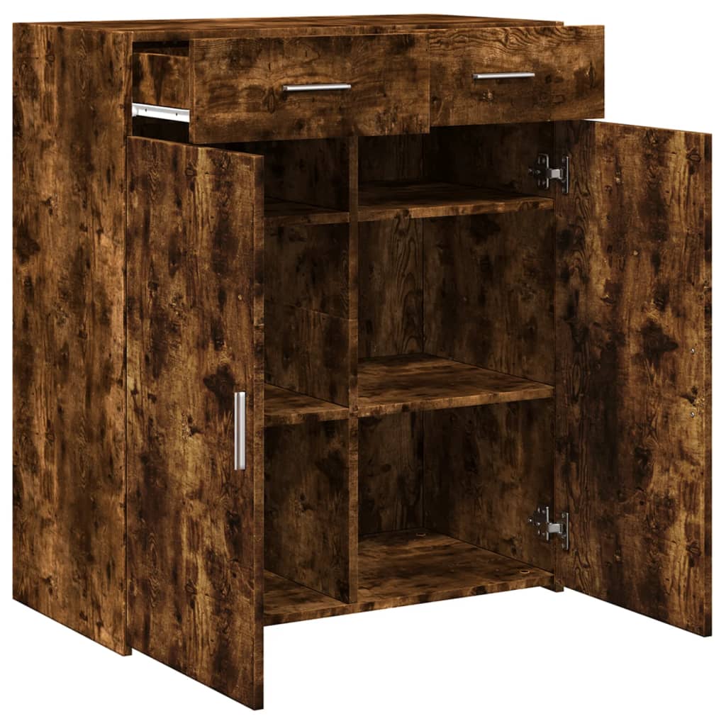 skænk 80x42,5x93 cm konstrueret træ røget egetræsfarve