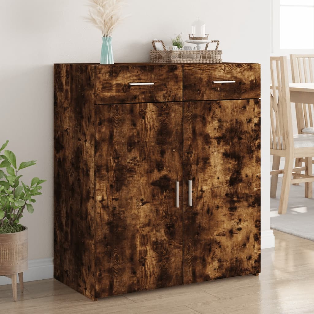 skænk 80x42,5x93 cm konstrueret træ røget egetræsfarve