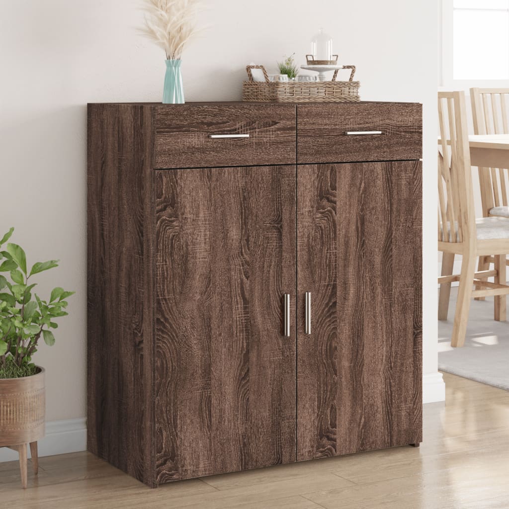 skænk 80x42,5x93 cm konstrueret træ brun egetræsfarve