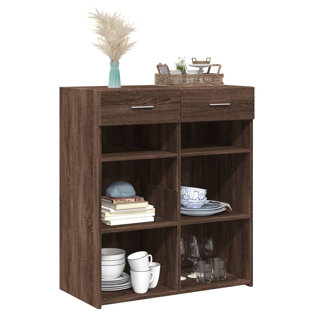 skænk 80x42,5x93 cm konstrueret træ brun egetræsfarve