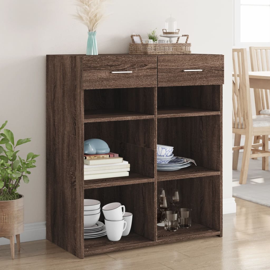 skænk 80x42,5x93 cm konstrueret træ brun egetræsfarve
