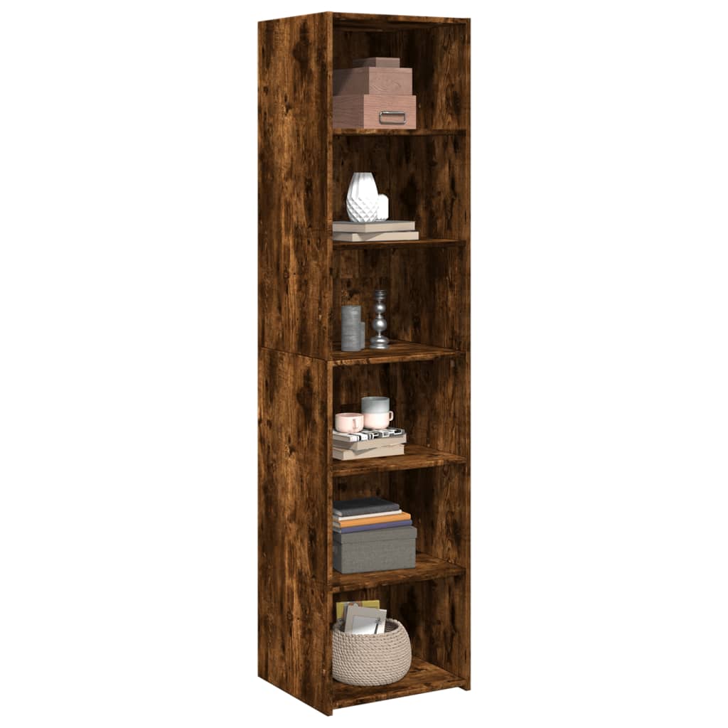 reol 45x41x185 cm konstrueret træ røget egetræsfarve