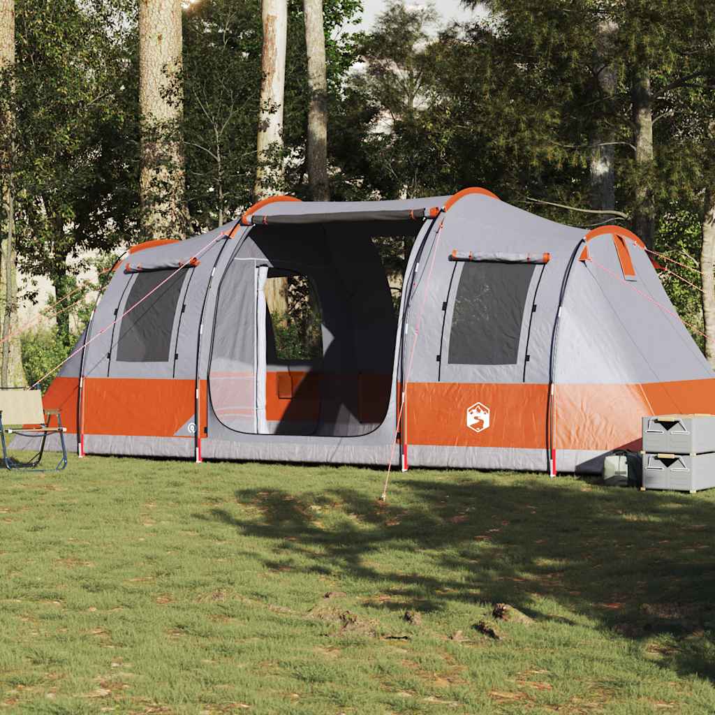 4-personers campingtelt vandtæt grå og orange billede