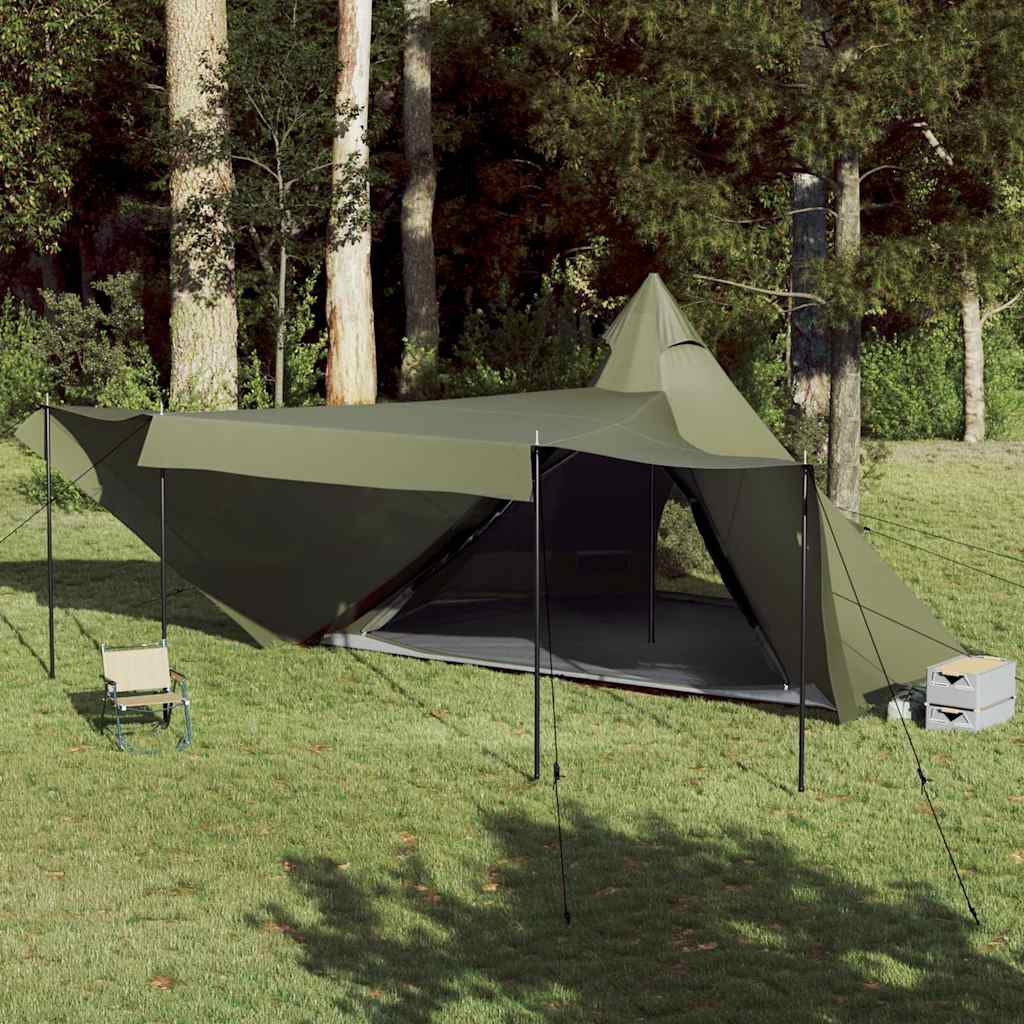 8-personers campingtelt vandtæt olivengrøn billede