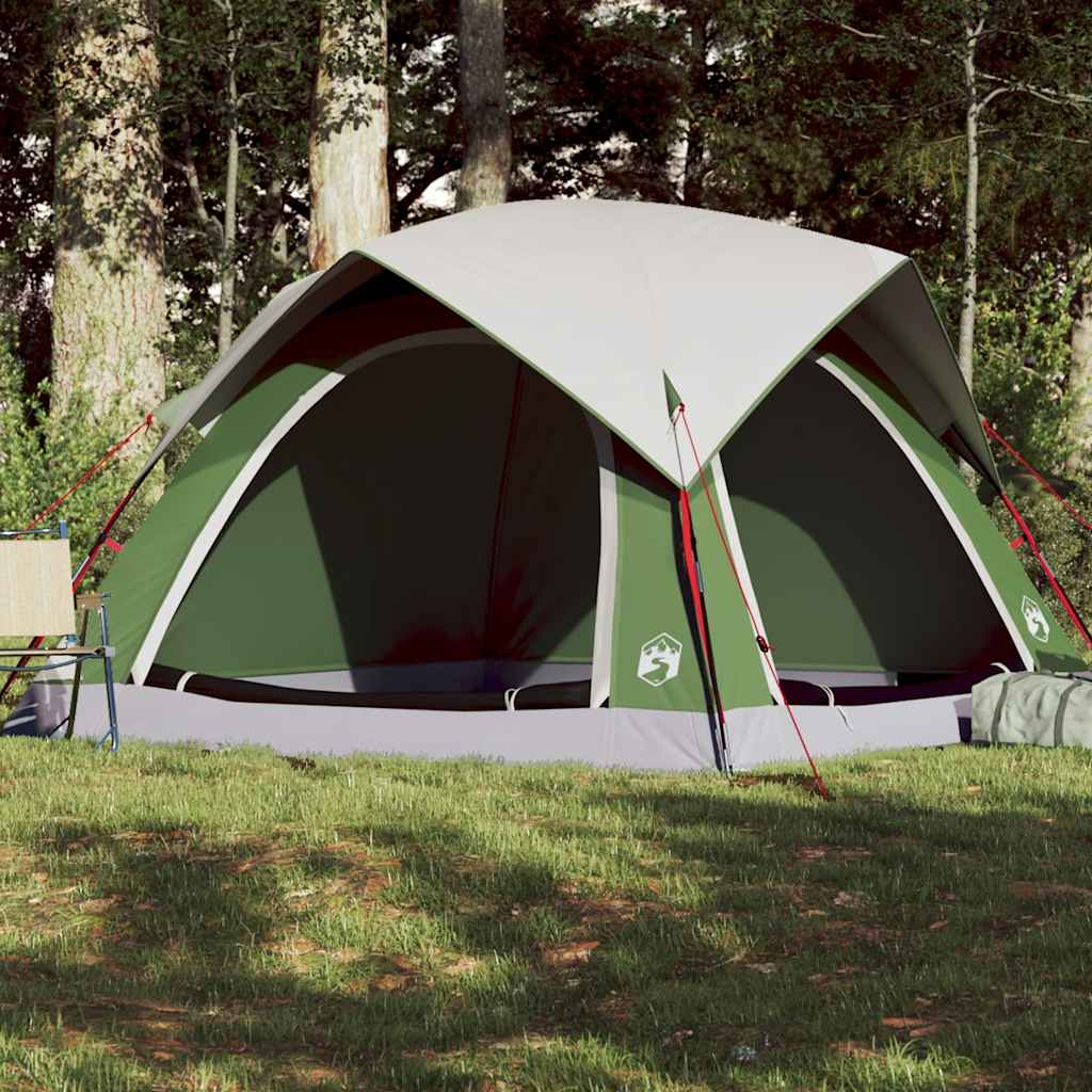 4-personers campingtelt vandtæt grøn billede