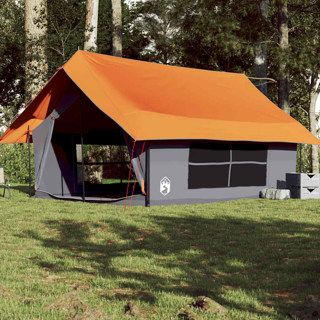 5-personers campingtelt vandtæt grå og orange billede