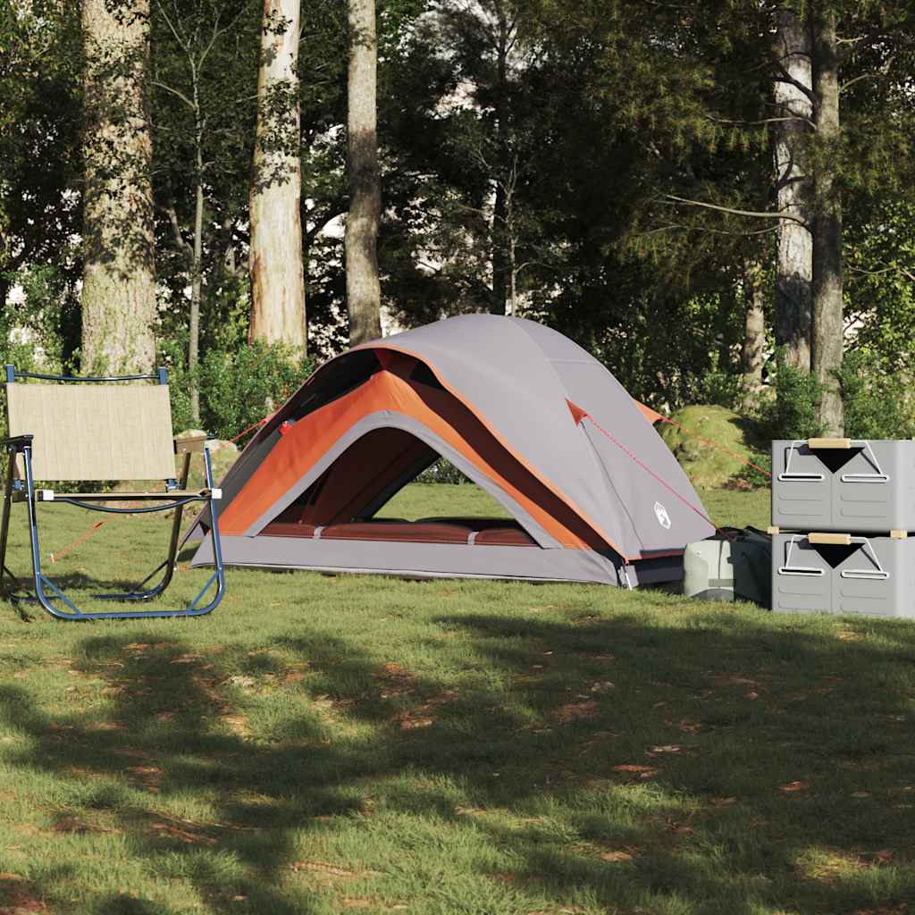 1-personers campingtelt vandtæt grå og orange billede