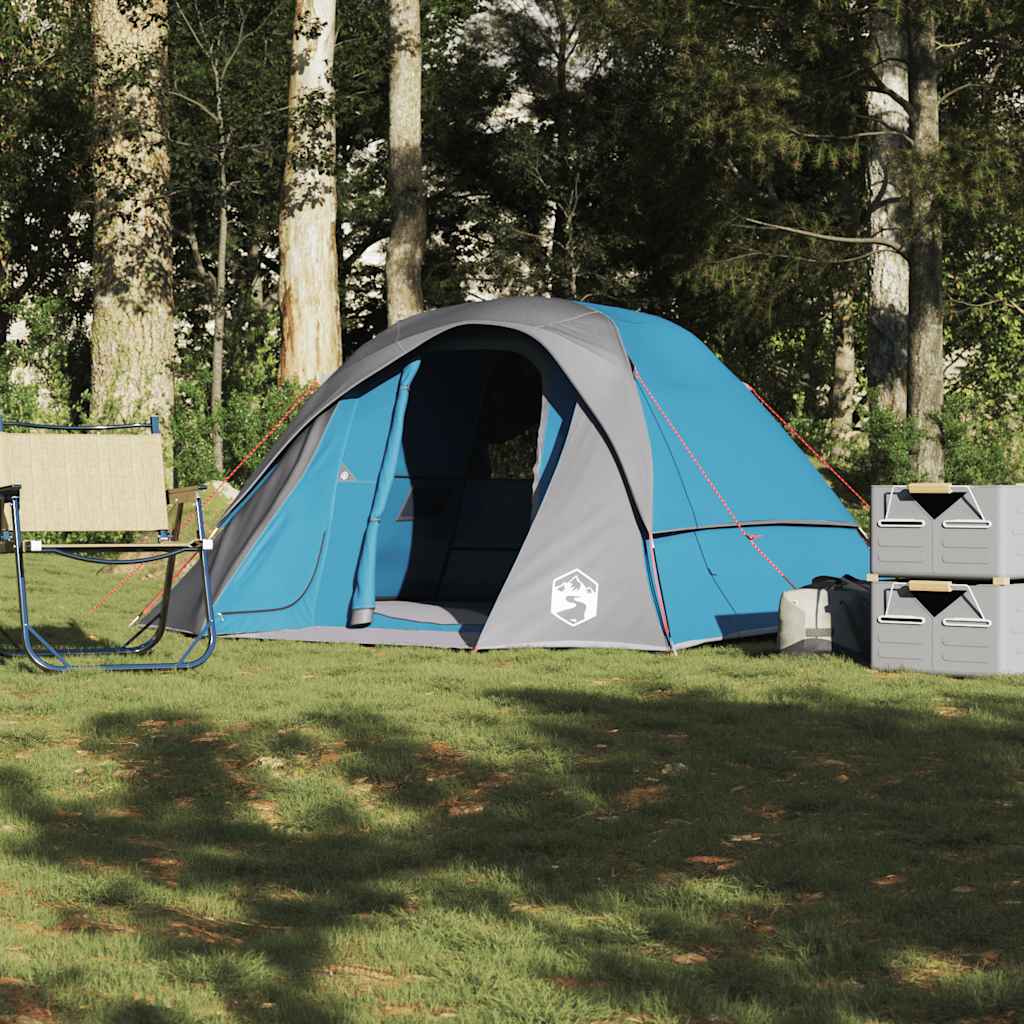 4-personers campingtelt vandtæt blå billede