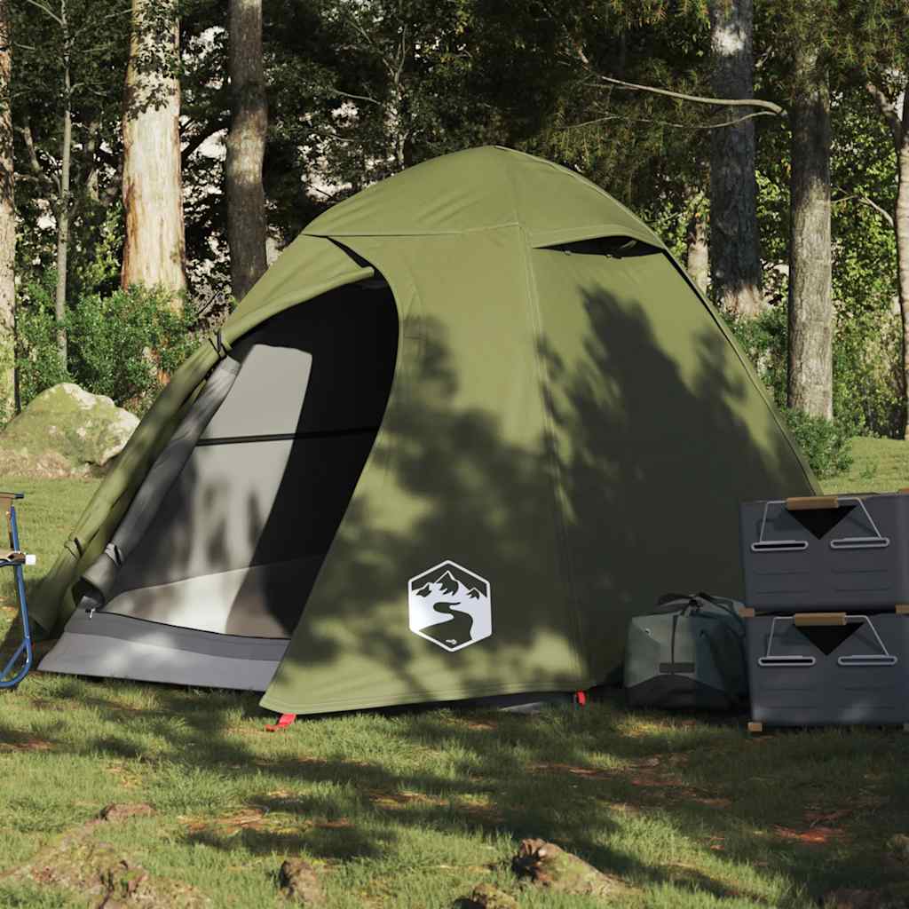 2-personers campingtelt vandtæt kuppel olivengrøn billede