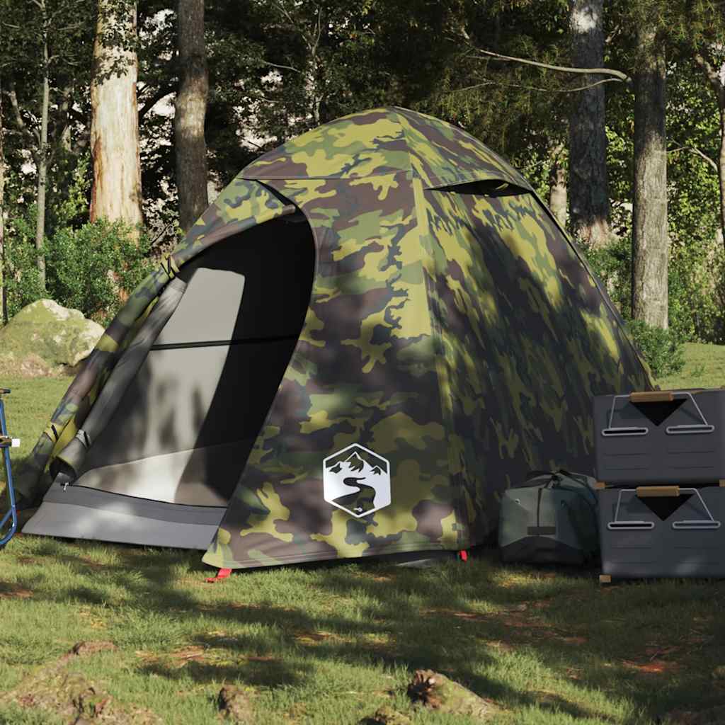 2-personers campingtelt vandtæt kuppel camouflage billede