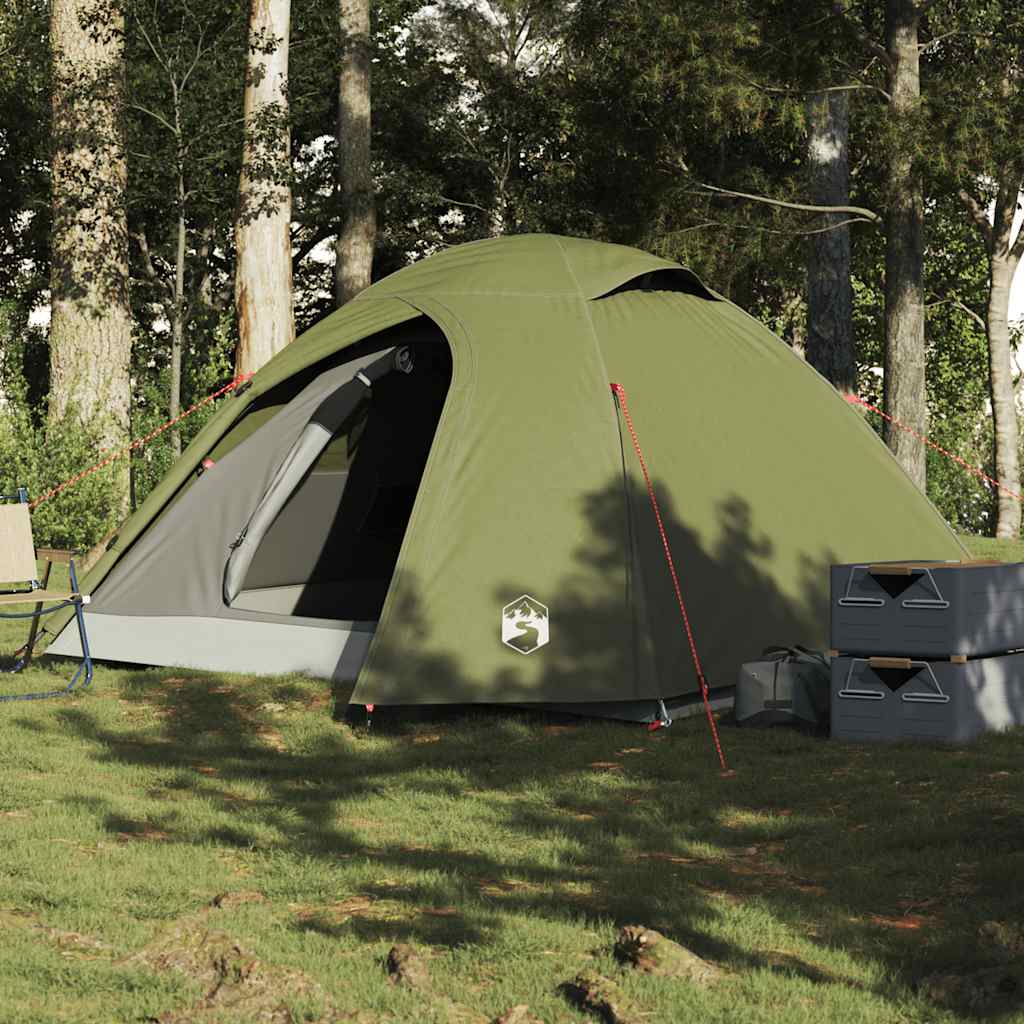 3-personers campingtelt vandtæt kuppel olivengrøn billede