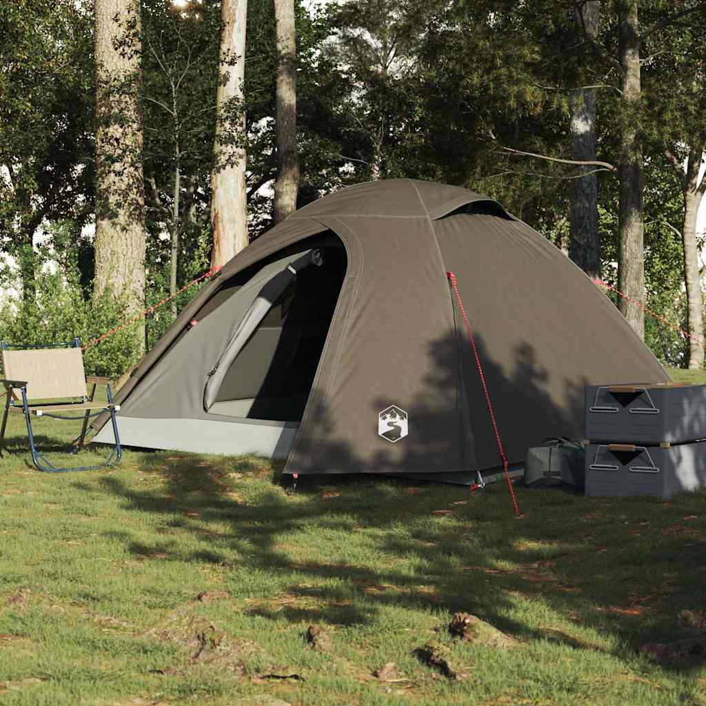 3-personers campingtelt vandtæt kuppel brun