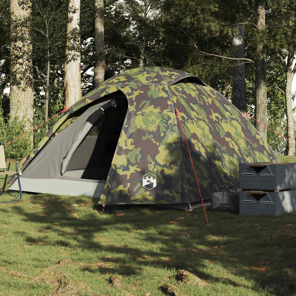 3-personers campingtelt vandtæt kuppel camouflage billede