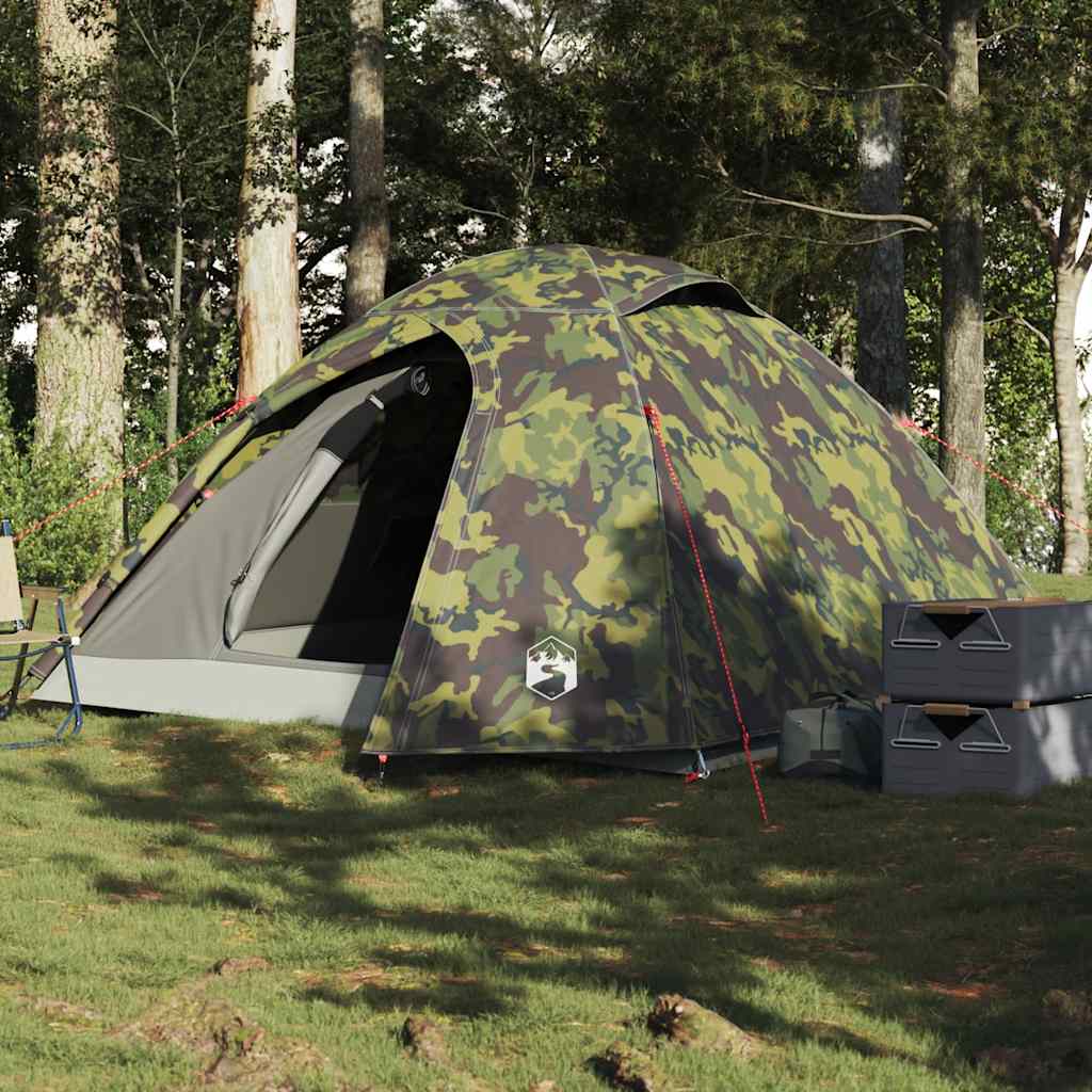 4-personers campingtelt vandtæt kuppel camouflage billede