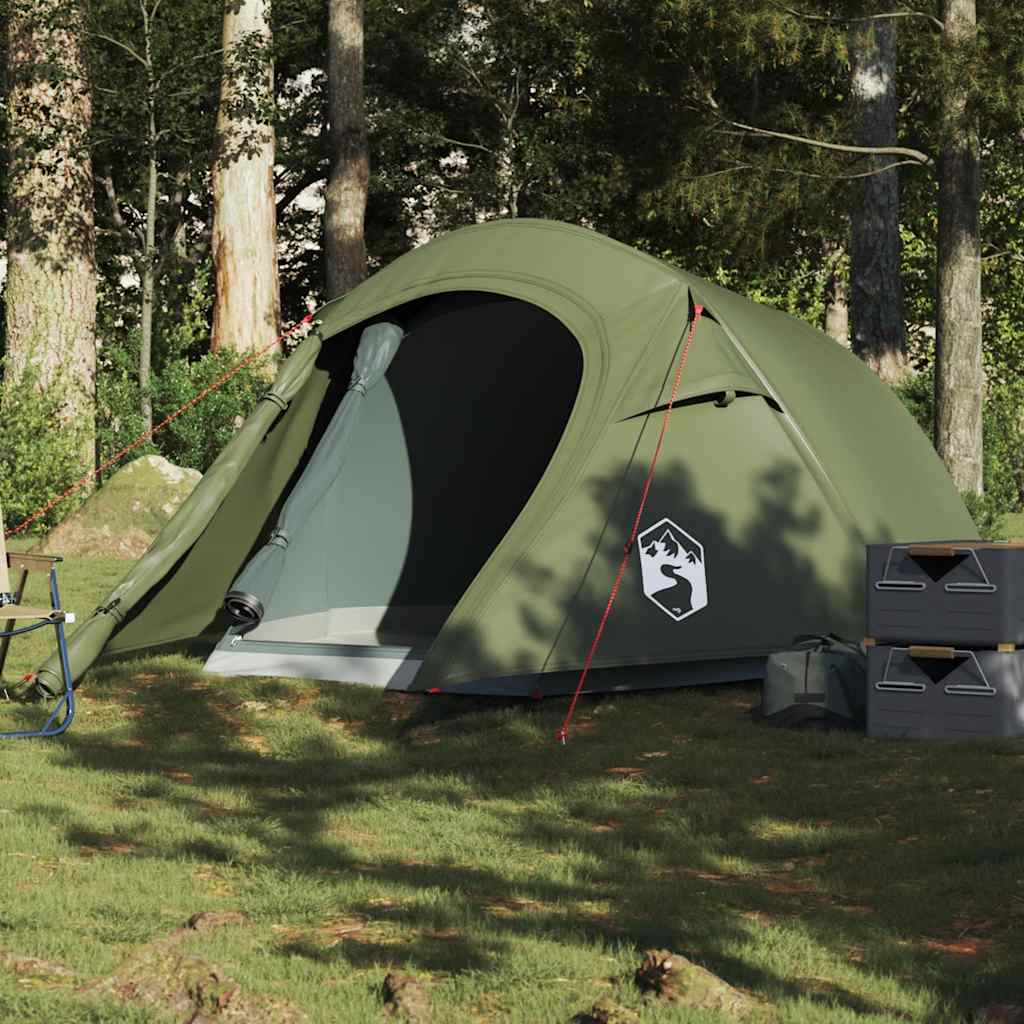 3-personers campingtelt vandtæt olivengrøn billede