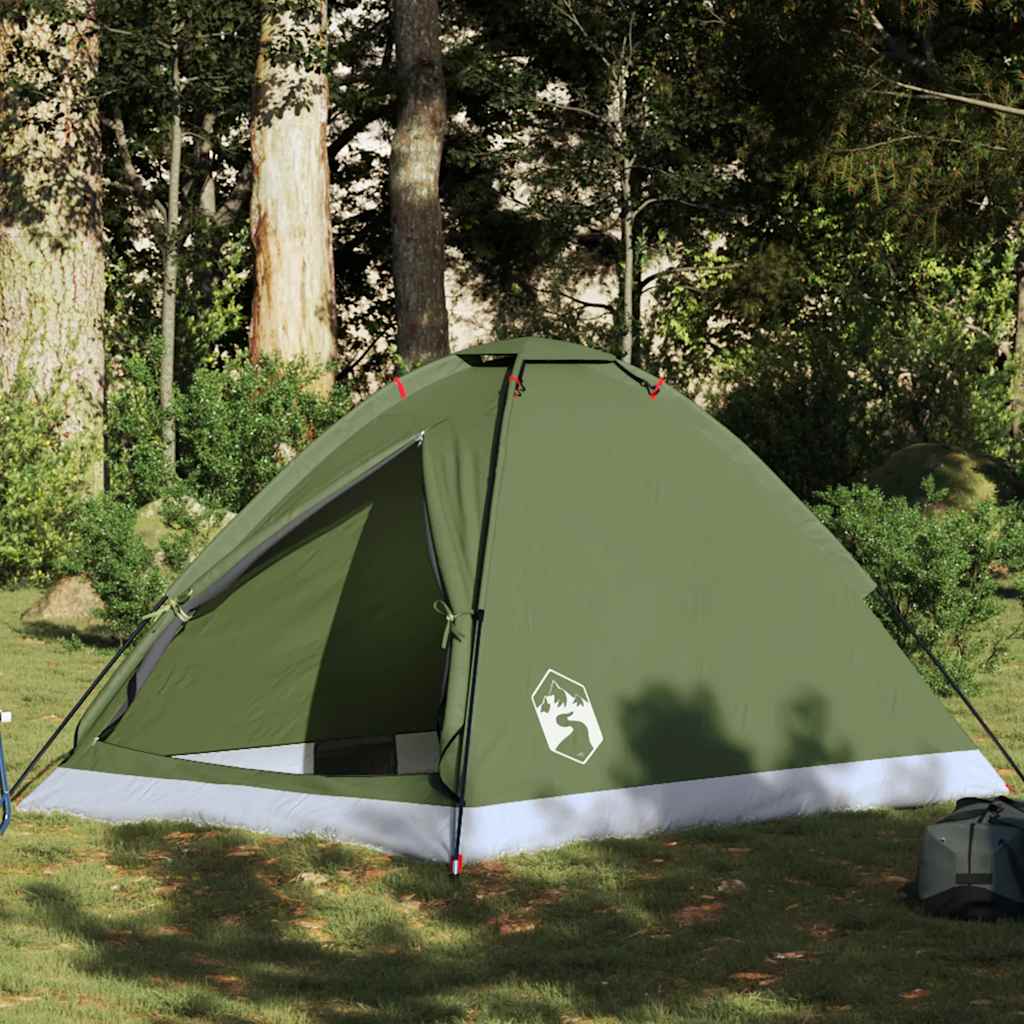 2-personers campingtelt vandtæt kuppel olivengrøn billede