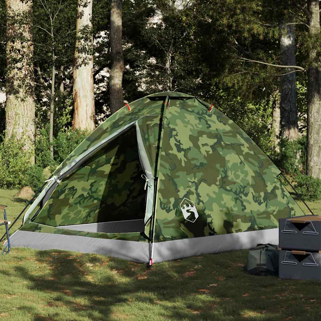 4-personers campingtelt vandtæt kuppel camouflage billede