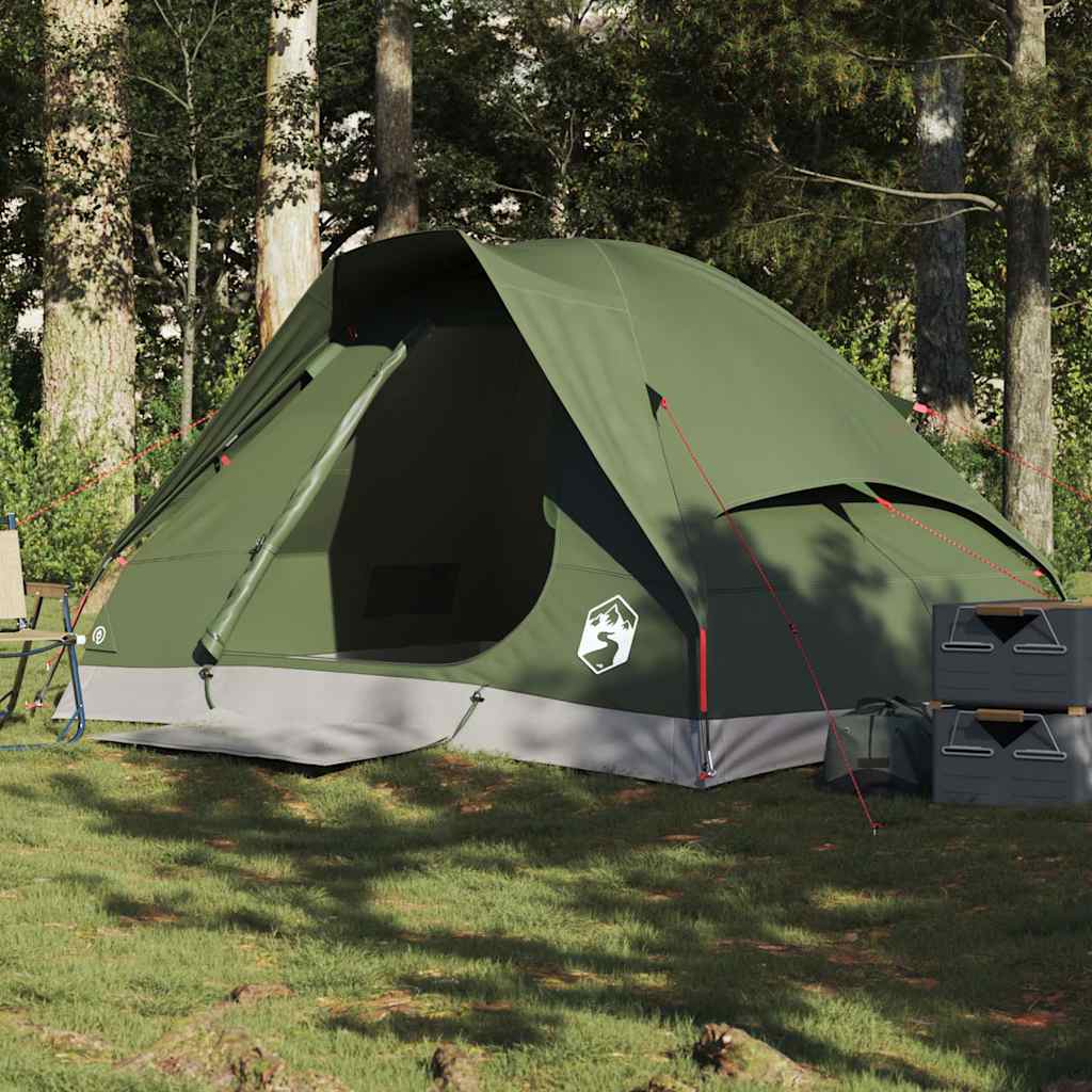 2-personers campingtelt vandtæt kuppel olivengrøn billede